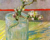 文森特 威廉 梵高 : 玻璃杯中盛开的杏花